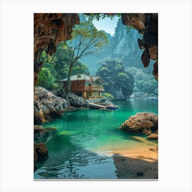 House In A Cave Canvas Print