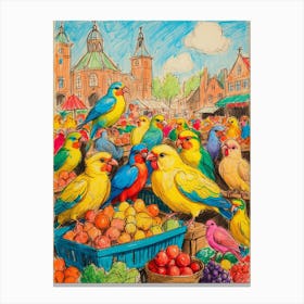 Birds At The Market Canvas Print