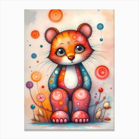 The Colourful Sitting Teddy Bear Canvas Print