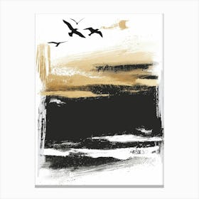 Black And White Seagulls Canvas Print