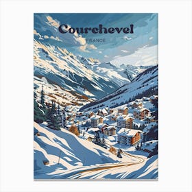 Courchevel France Skiing Travel Art Illustration Canvas Print