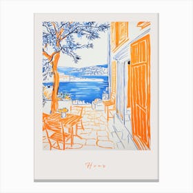 Hvar Croatia Orange Drawing Poster Canvas Print