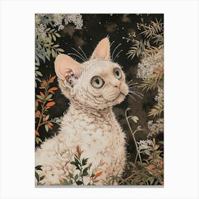 Devon Rex Cat Japanese Illustration 2 Canvas Print