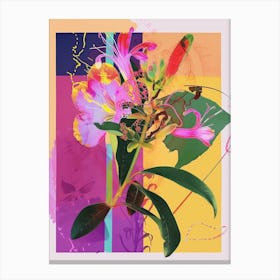 Honeysuckle 4 Neon Flower Collage Canvas Print