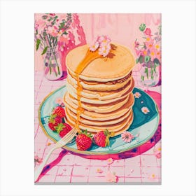 Pink Breakfast Food Pancakes 1 Canvas Print