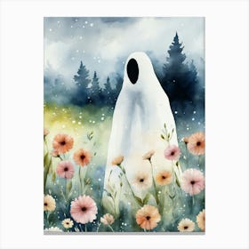 Sheet Ghost In A Field Of Flowers Painting (1) Canvas Print