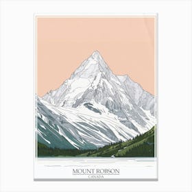 Mount Robson Canada Color Line Drawing 2 Poster Canvas Print