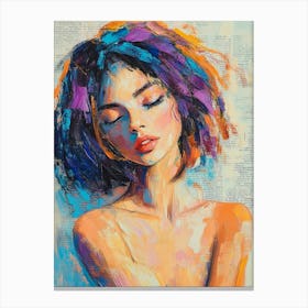 Girl With Colorful Hair Canvas Print