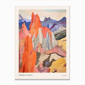 Crinkle Crags England Colourful Mountain Illustration Poster Canvas Print