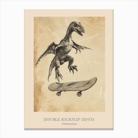 Pteranodon Vintage Dinosaur Poster Canvas Print