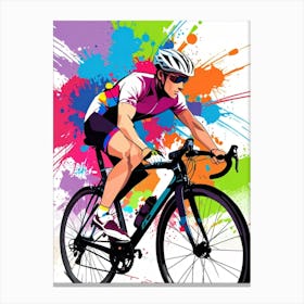 Colorful Cyclist On A Bike Canvas Print