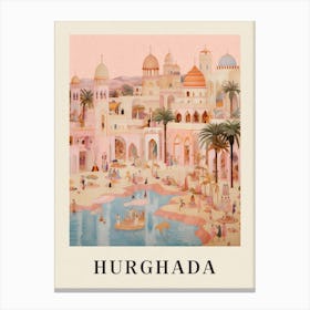 Hurghada Egypt 1 Vintage Pink Travel Illustration Poster Canvas Print