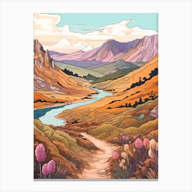 Tongariro Alpine Crossing New Zealand 2 Hike Illustration Canvas Print