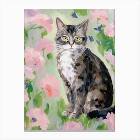 A American Bobtail Cat Painting, Impressionist Painting 1 Canvas Print