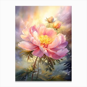 Peony In Watercolor  (3) Canvas Print
