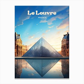 Louvre Museum France Vibrant Travel Illustration Canvas Print