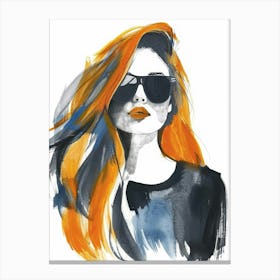 Watercolor Of A Woman With Orange Hair Canvas Print