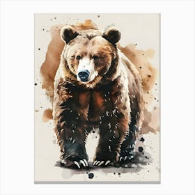 Brown Bear Watercolor Painting Canvas Print