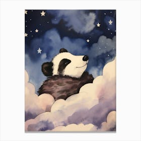 Baby Badger Sleeping In The Clouds Canvas Print