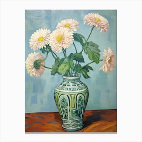 Flowers In A Vase Still Life Painting Chrysanthemum 2 Canvas Print