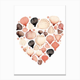 Cream Detailed Shell Heart Illustration 1 Canvas Print