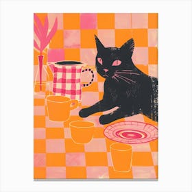 Cat On A Table Canvas Print