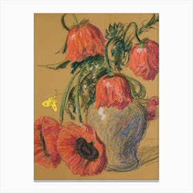 Poppies In A Vase By Edouard Manet Canvas Print