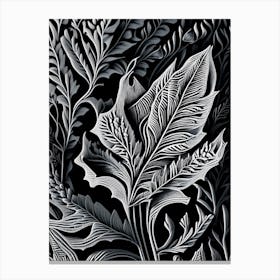 Lavender Leaf Linocut 2 Canvas Print