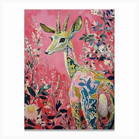 Floral Animal Painting Antelope 2 Canvas Print