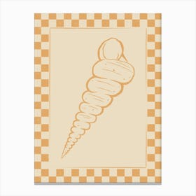 Seashell 09 with Checkered Border Canvas Print