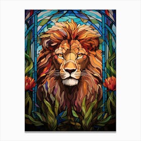 Lion Art Painting Stained Glass Style 2 Canvas Print