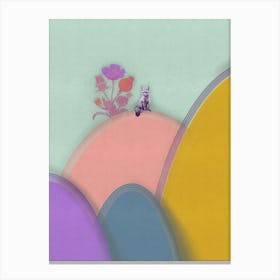 Whimsical Fox on Pastel Hills – Abstract Nature Print Canvas Print