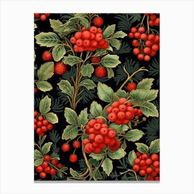 Winterberry 3 William Morris Style Winter Florals Canvas Print
