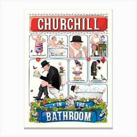 Churchill In The Bathroom Canvas Print
