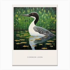 Ohara Koson Inspired Bird Painting Common Loon 4 Poster Canvas Print