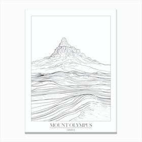 Mount Olympus Greece Line Drawing 6 Poster Canvas Print
