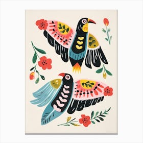 Folk Style Bird Painting Falcon 2 Canvas Print