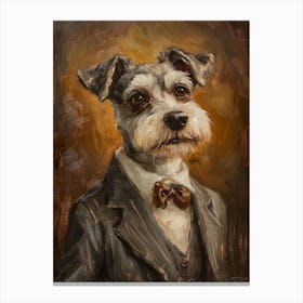 Dog In A Suit Kitsch Portrait 4 Canvas Print