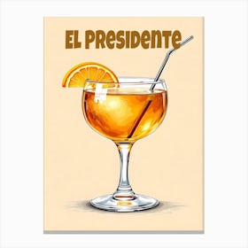 Cuba El Presidente Cocktail V 01 Canvas Print