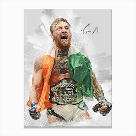 Conor Mcgregor Drawing Street Art Canvas Print