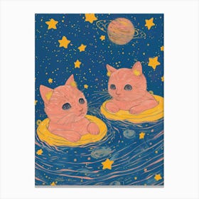 Pink Kittens In Space Canvas Print