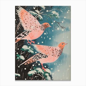 Vintage Japanese Inspired Bird Print Partridge 4 Canvas Print