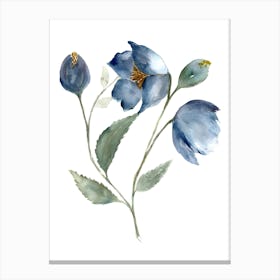 Watercolor Blue Flowers Canvas Print