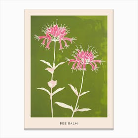 Pink & Green Bee Balm 1 Flower Poster Canvas Print
