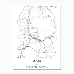 Arita,Japan Minimalist Map Canvas Print