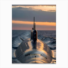 Submarine At Sunset -Reimagined Canvas Print