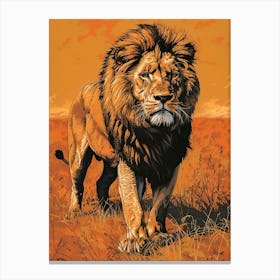 African Lion Relief Illustration Symbolism 4 Canvas Print