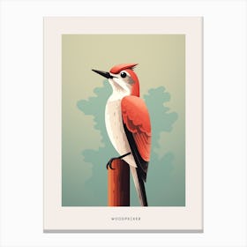 Minimalist Woodpecker 2 Bird Poster Canvas Print