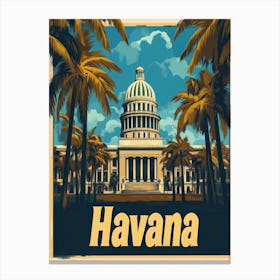 Aihrgdesign A Retro Travel Poster For Havana 1 Canvas Print