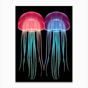 Moon Jellyfish Neon Illustration 8 Canvas Print